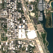 Colocation America Chicago (350 E Cermak Rd) site on 2025-09-11, Sentinel-2 satellite true color
