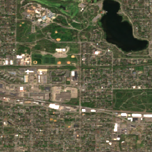 H5 Minneapolis site on 2025-05-05, Sentinel-2 satellite true color
