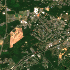 T5 Kings Mountain site on 2024-07-11, Sentinel-2 satellite true color