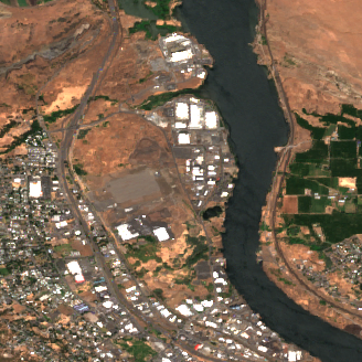 Google The Dalles Data Center Campus site on 2018-08-01, Sentinel-2 satellite true color