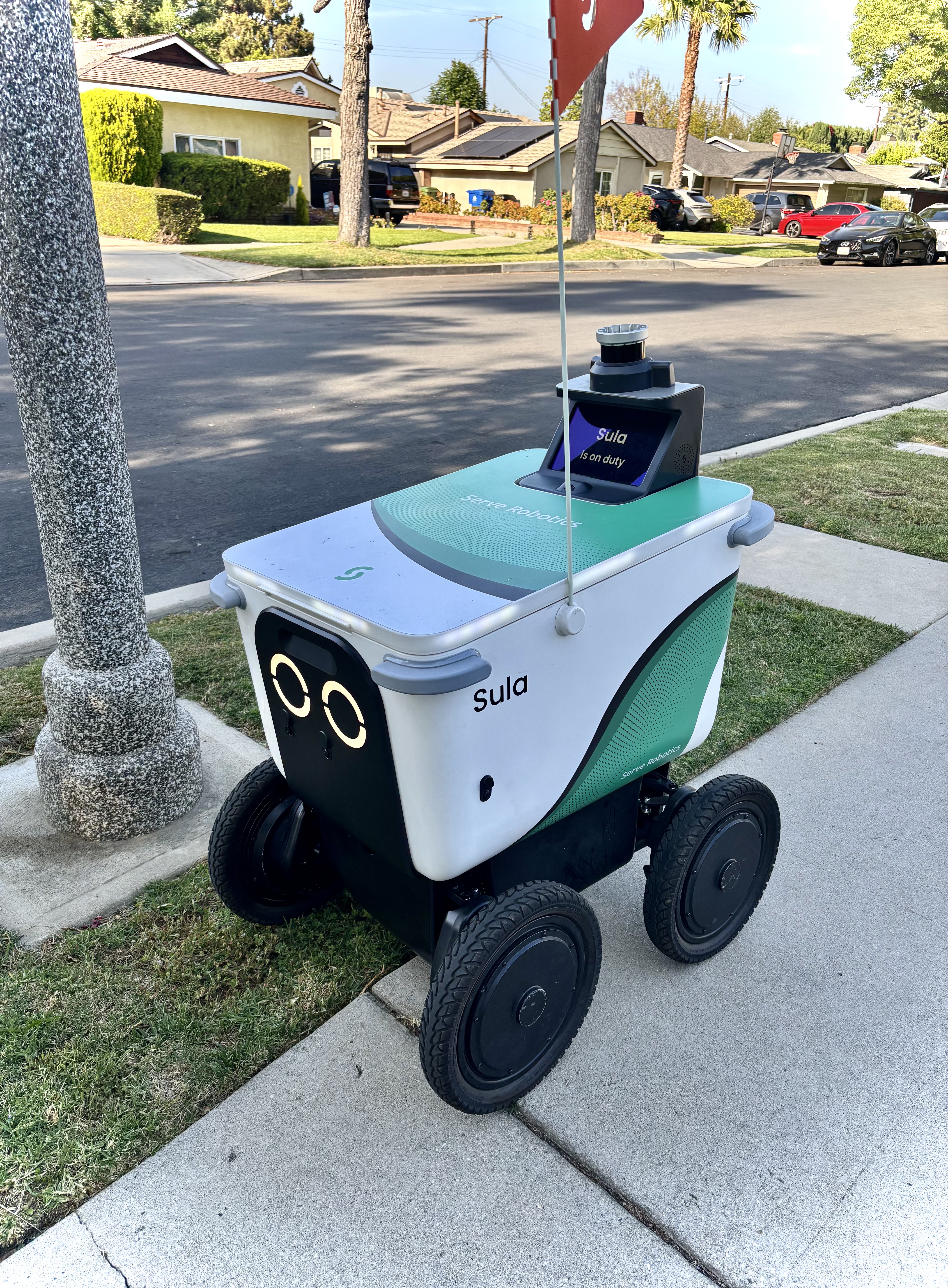 Serve Robot, a sidewalk delivery robot developed by Serve Robotics
